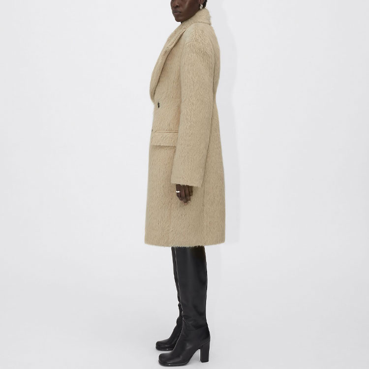 Shop (W) Bottega Veneta 羊毛混紡棕色大衣 679627V18W01559