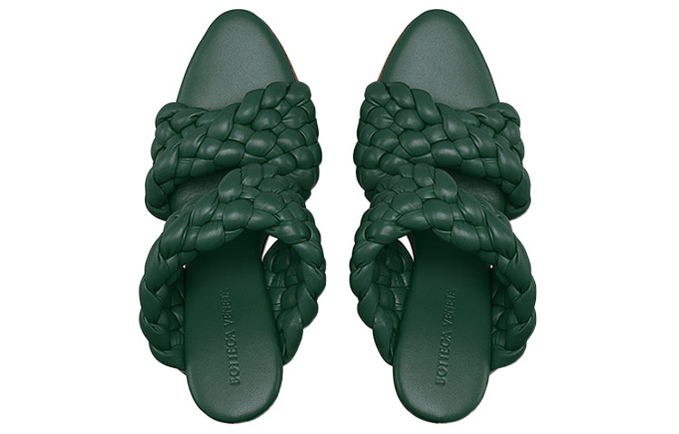 Lookbook (W) ボッテガヴェネタ  ダークグリーン ウーブン ハイヒールサンダル 618757VBTG03017