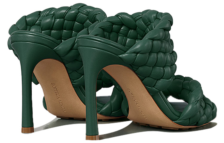 Shop (W) ボッテガヴェネタ  ダークグリーン ウーブン ハイヒールサンダル 618757VBTG03017