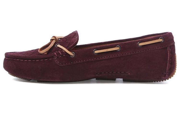 (W) Bottega Veneta Woven Leather Flat 'Burgundy'