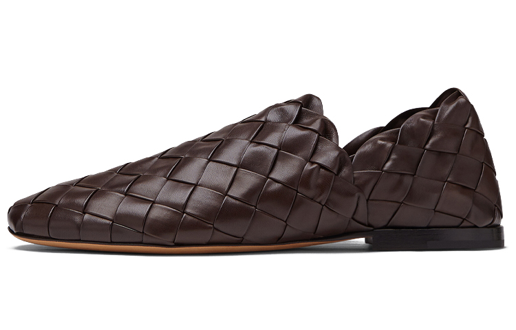 (Women) Bottega Veneta Woven Leather Flat 'Ebony' 651029V09F02059