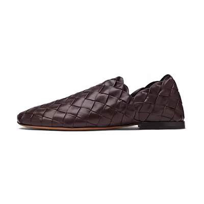 (W) Bottega Veneta Woven Leather Flat 'Ebony'