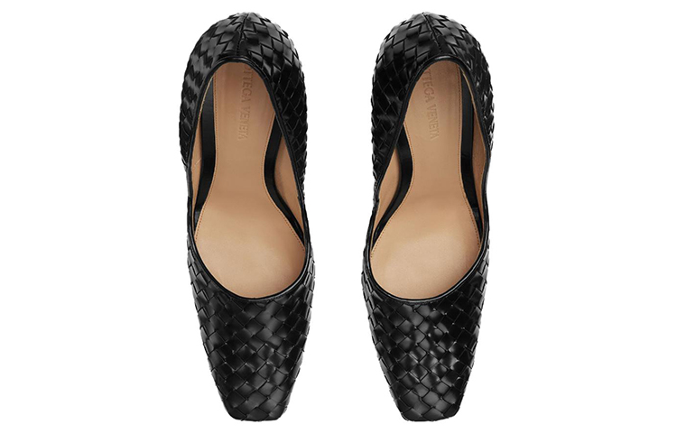 (W) Bottega Veneta Woven Square Toe Chunky High Heel 10cm 'Black' 圖 2