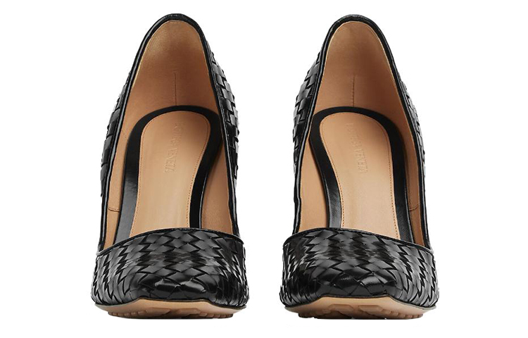 (W) Bottega Veneta Woven Square Toe Chunky High Heel 10cm 'Black' 圖 3