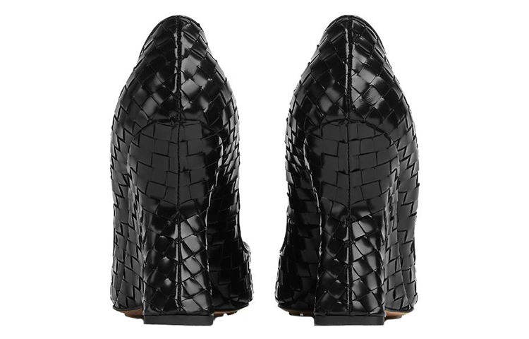 (W) Bottega Veneta Woven Square Toe Chunky High Heel 10cm 'Black' 圖 4