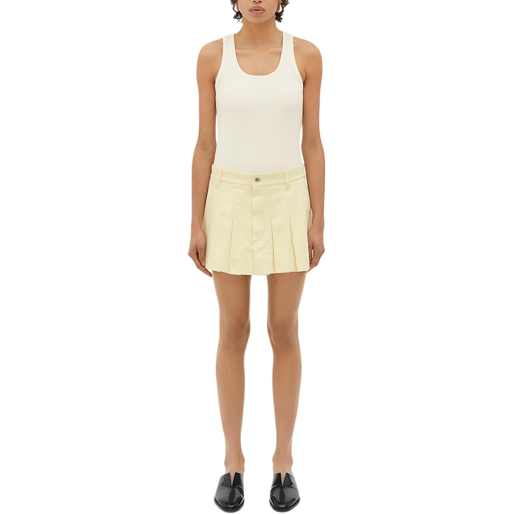 (Women) Bottega Veneta Yellow Solid Mid-Rise Pleated Skirt SS24 789292V33Z07061