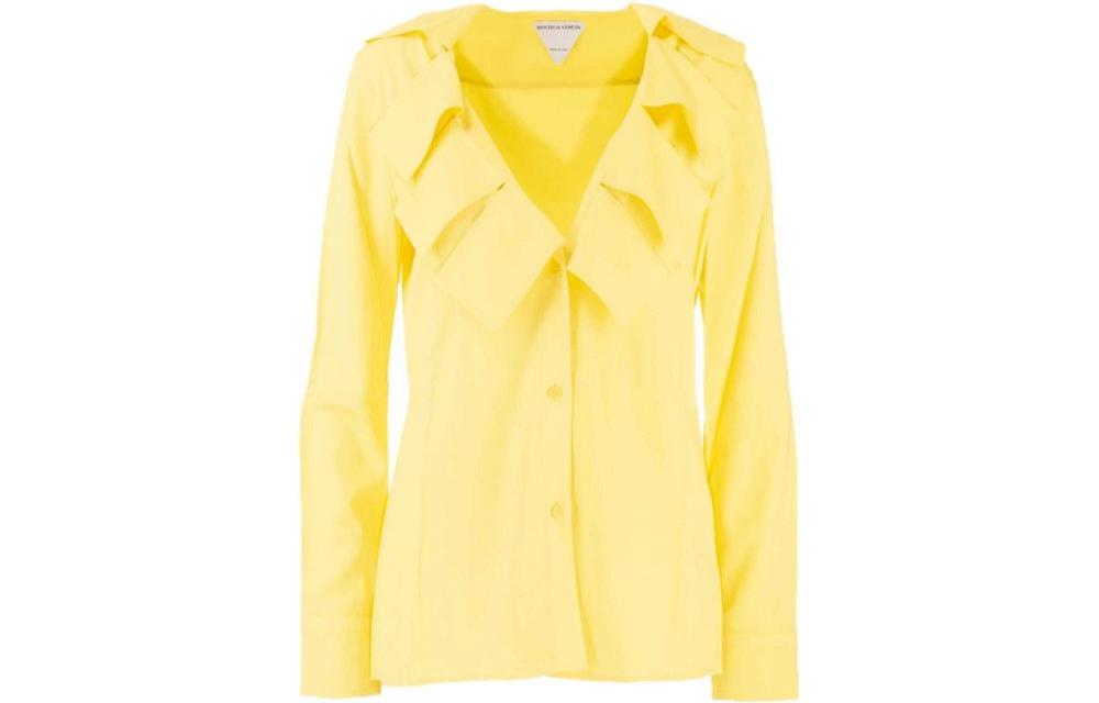 (Women) Bottega Veneta Yellow Solid Single-Breasted Shirt 646584V01N07219