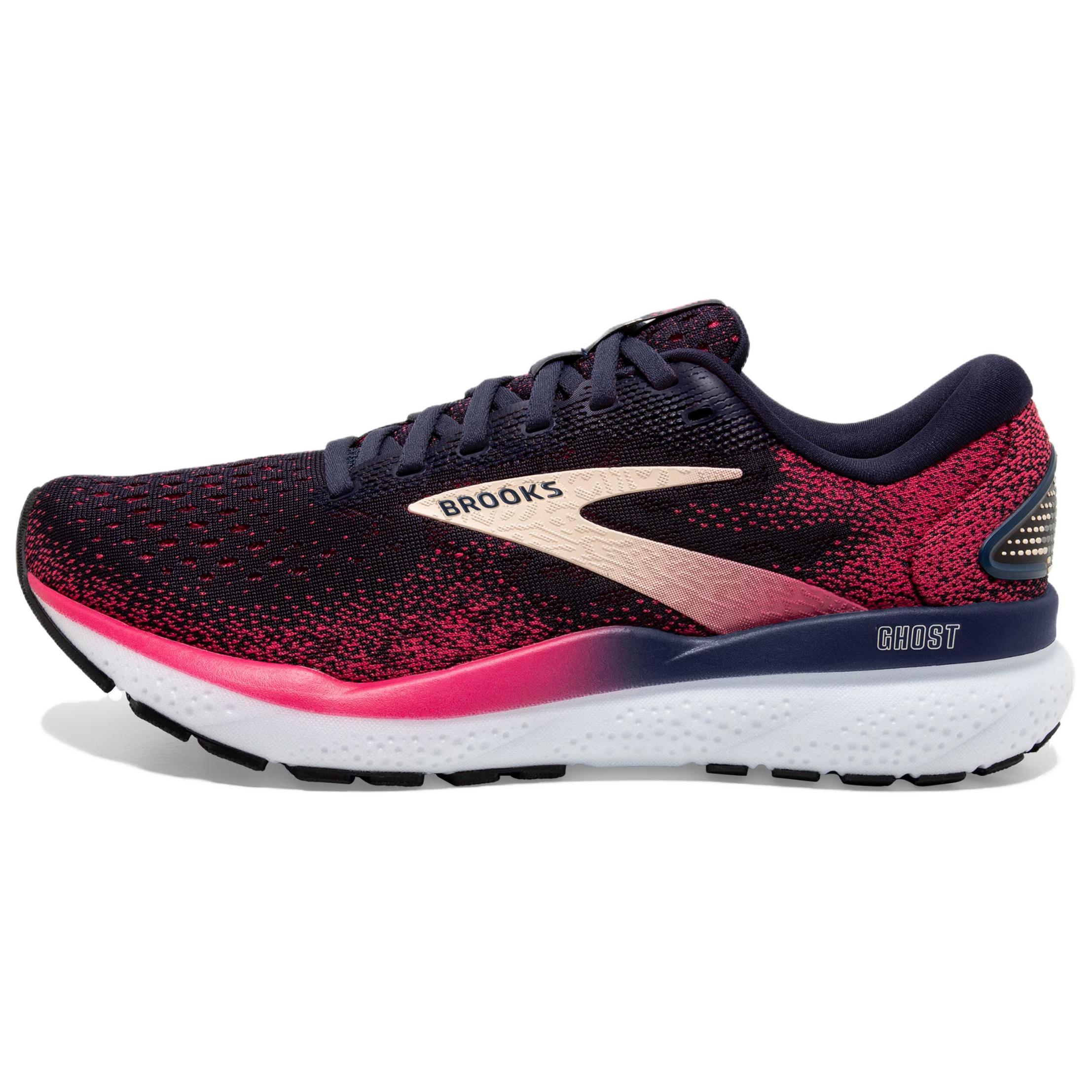 (Women) Brooks Ghost 16 Running Shoes Black Red - Comfortable, Cushioned, Non-slip. 1204071B422