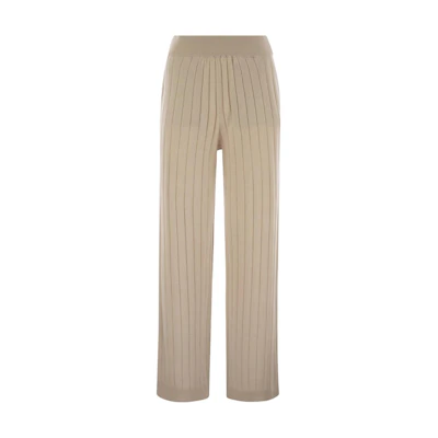 (Women) Brunello Cucinelli Beige Mid-Waist Straight-Leg Casual Pants. M12193499CN058