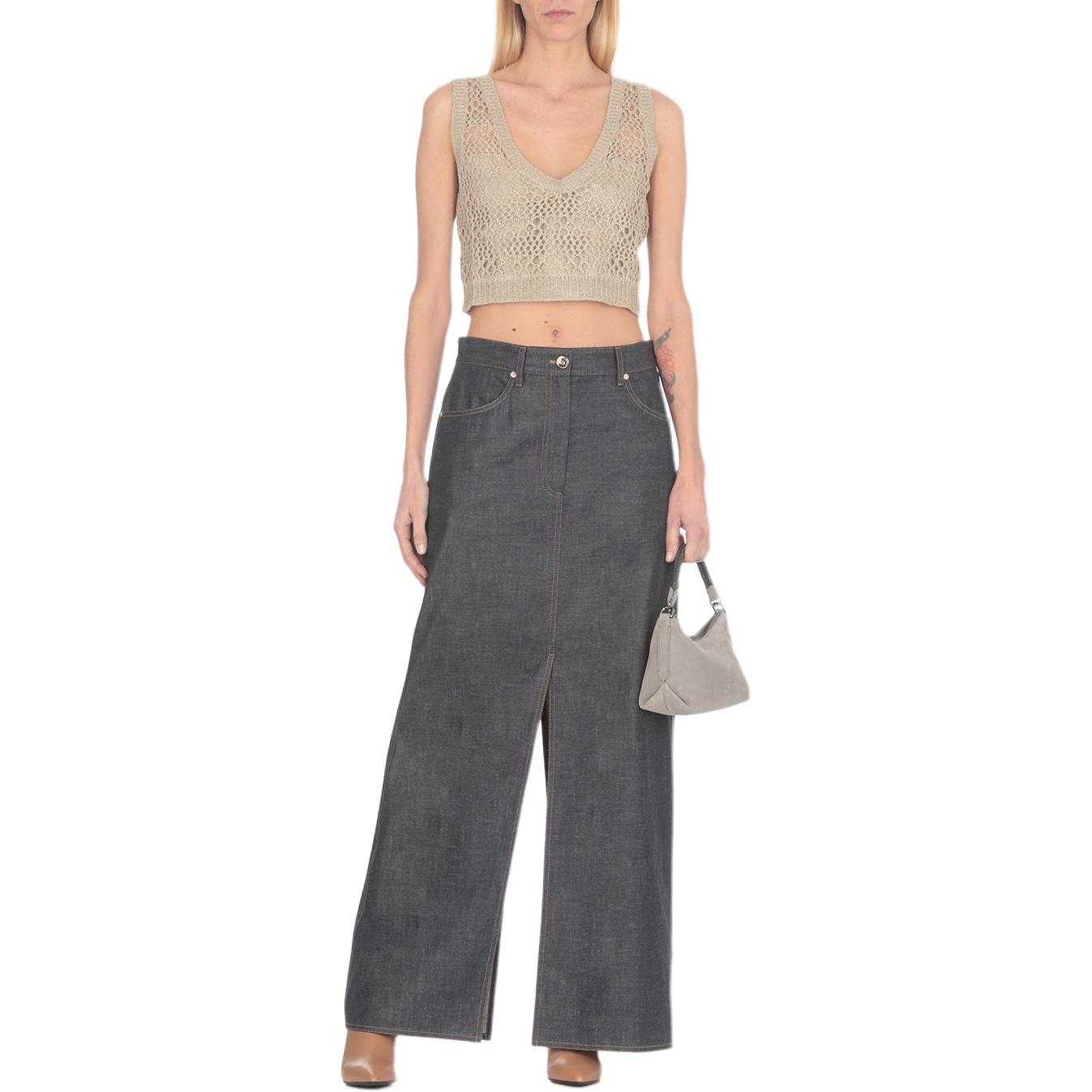 Lookbook (W) 브루넬로 쿠치넬리 베이지 브이넥 니트 민소매 풀오버 베스트. MRA581110-C824