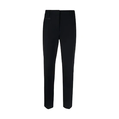 (Women) Brunello Cucinelli Black Solid Straight-Leg Cropped Casual Pants. MP526P8396-C060