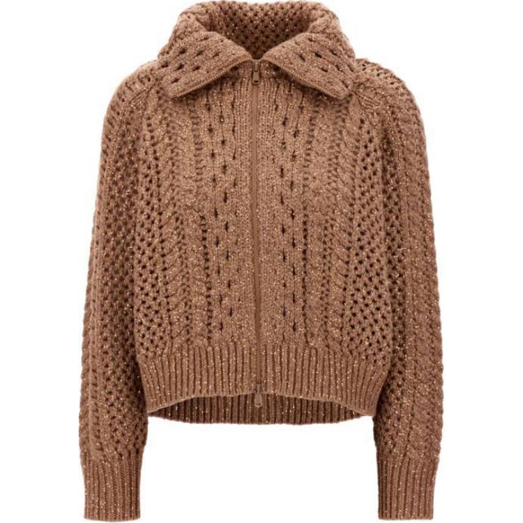 (Women) Brunello Cucinelli  Brown Zip-Up Long Sleeve Knitted Sweater. MPA361106-CSD65 圖 2