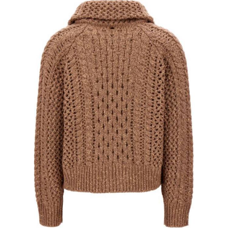 (Women) Brunello Cucinelli  Brown Zip-Up Long Sleeve Knitted Sweater. MPA361106-CSD65 圖 3