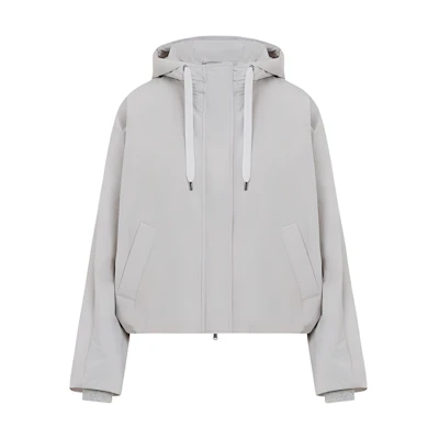 (Women) Brunello Cucinelli Grey Hooded Zip-Up Jacket Long Sleeve Outerwear MB5747975P-C2613