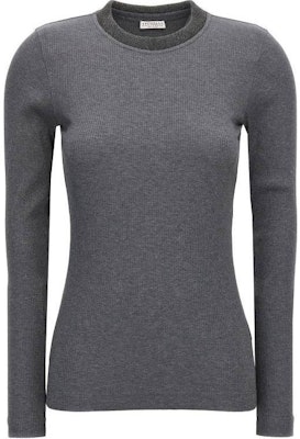 (W) Brunello Cucinelli 灰色純色圓領長袖毛衣 MG902HR320-C265 Order (W) Brunello Cucinelli 灰色純色圓領長袖毛衣 MG902HR320-C265