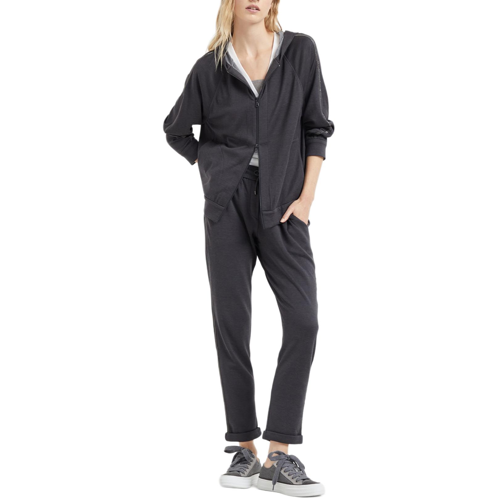 Shop (W) Brunello Cucinelli 灰色側條紋針織運動褲 SS24 MD828SM679-C8247