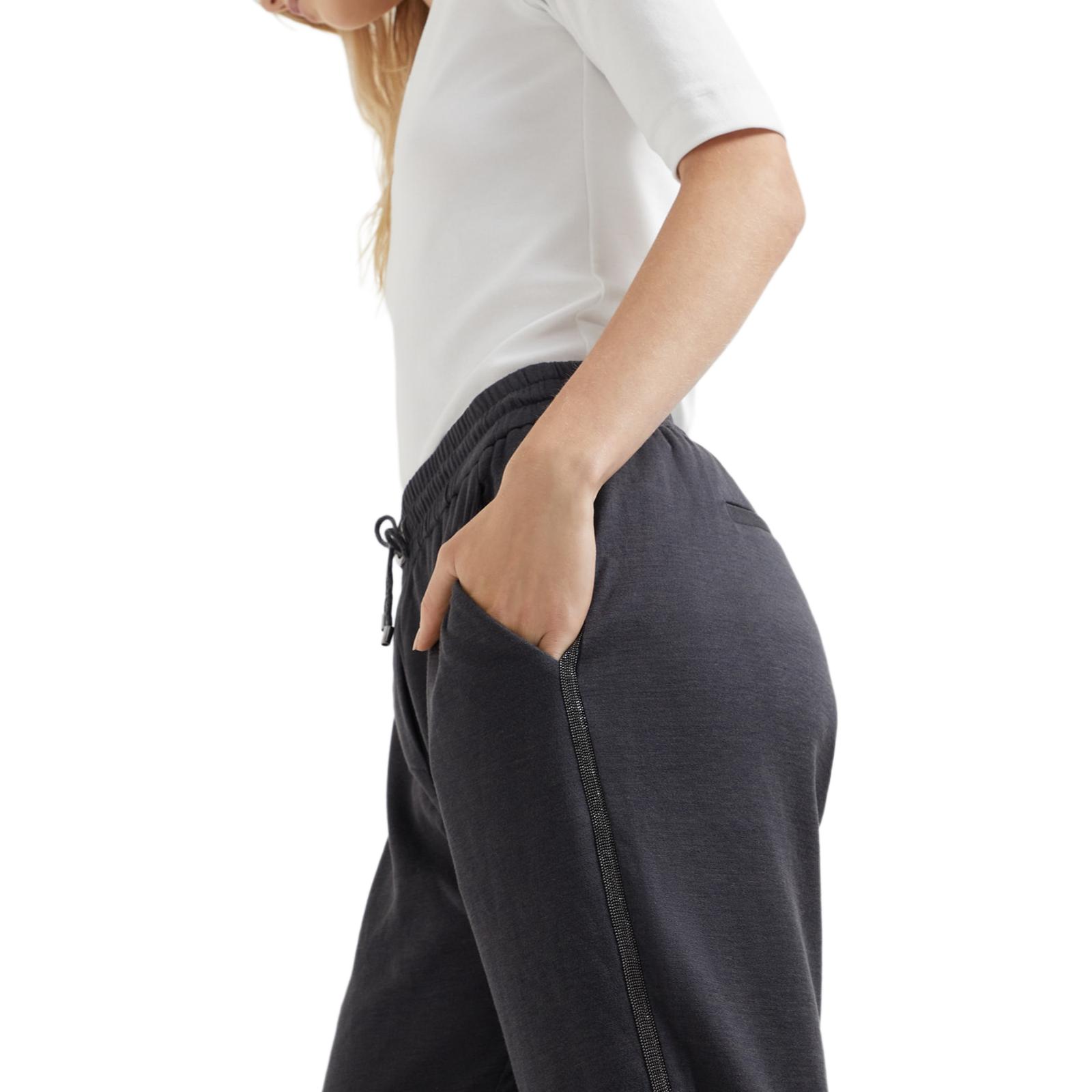 Purchase (W) Brunello Cucinelli 灰色側條紋針織運動褲 SS24 MD828SM679-C8247