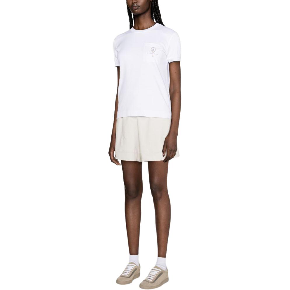 Purchase (W) Brunello Cucinelli 標誌印花短袖網球T恤 白色 SS24 ML824EN400-C159