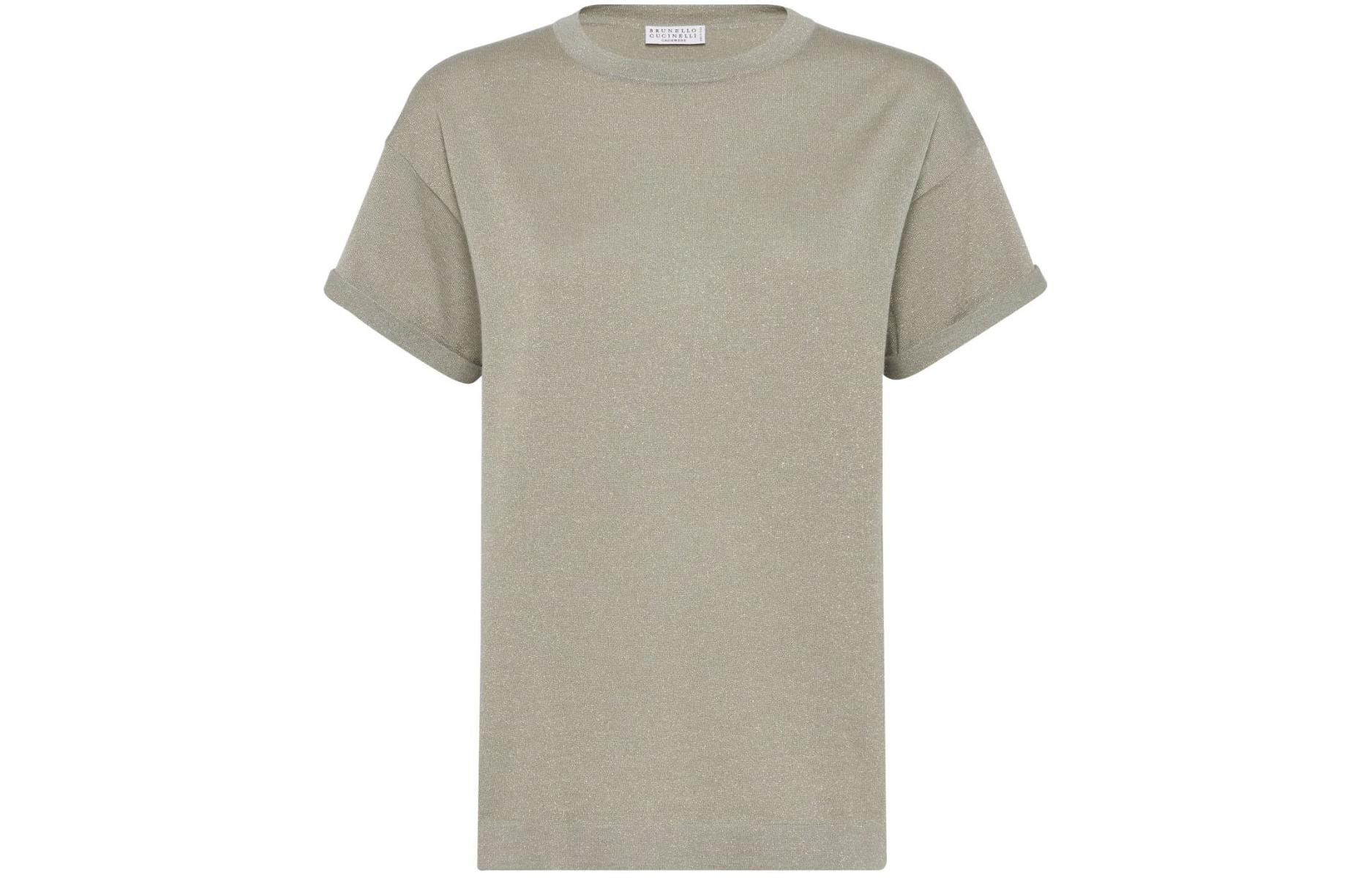 (Women) Brunello Cucinelli  Olive Green Loose Fit Crew Neck T-Shirt. M41810000-C9591
