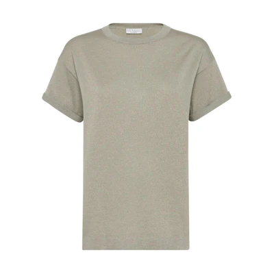 (Women) Brunello Cucinelli Olive Green Loose Fit Crew Neck T-Shirt. M41810000-C9591