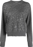 (Women) Brunello Cucinelli Sequin Crewneck Long-Sleeve Sweater M16128120-C079 (Women) Brunello Cucinelli Sequin Crewneck Long-Sleeve Sweater M16128120-C079