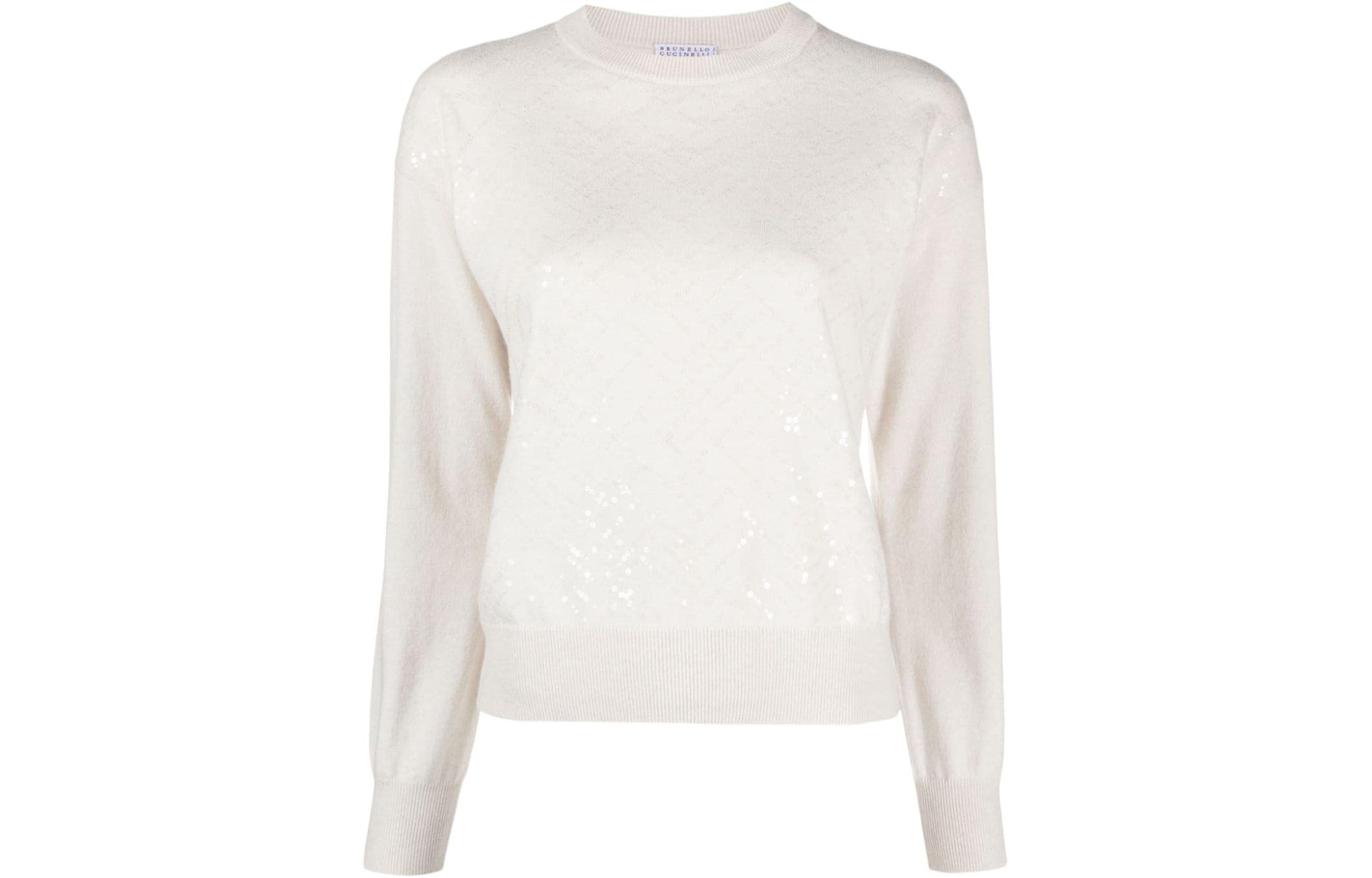 Order (W) Brunello Cucinelli 亮片圓領長袖毛衣 M16128120-C079