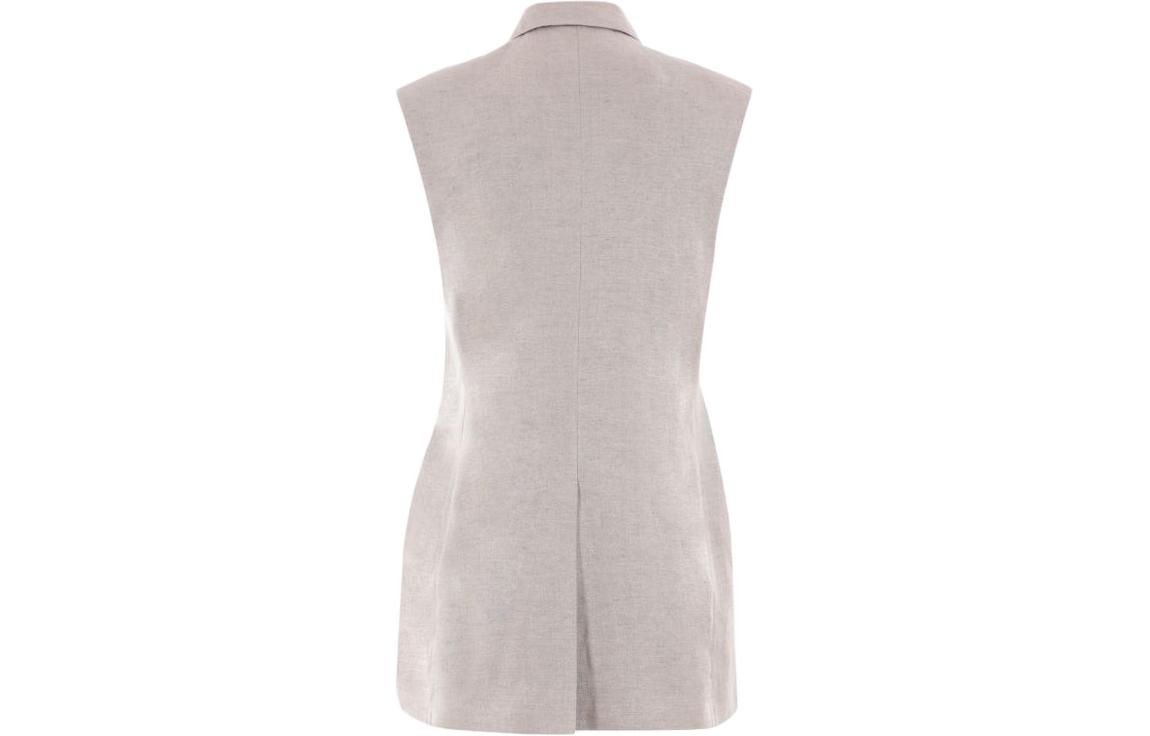 Lookbook (W) 브루넬로 쿠치넬리 라이트 그레이 린넨 민소매 블레이저. MH5672006-C011