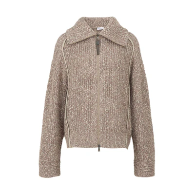 (Women) Brunello Cucinelli Solid Brown Long Sleeve Knit Sweater Casual Wear MGL516416-C1374