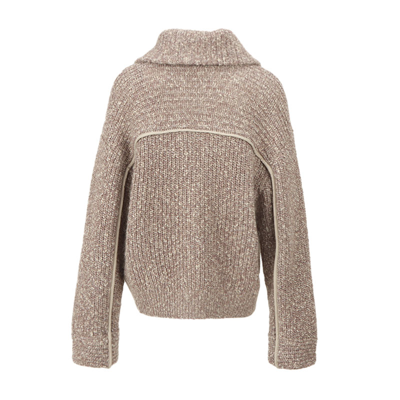 Lookbook (W) Brunello Cucinelli 棕色純色長袖針織毛衣 休閒穿搭 MGL516416-C1374