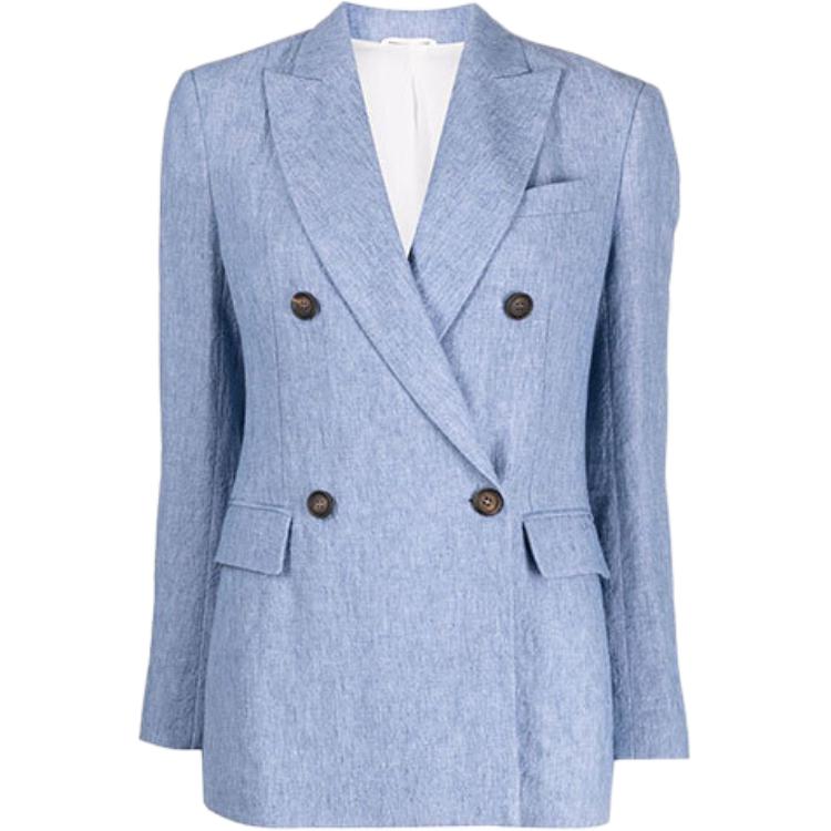 (Women) Brunello Cucinelli  Solid Double-Breasted Long Sleeve Blazer Jacket MF5882211-C025