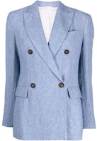 (Women) Brunello Cucinelli Solid Double-Breasted Long Sleeve Blazer Jacket MF5882211-C025 (Women) Brunello Cucinelli Solid Double-Breasted Long Sleeve Blazer Jacket MF5882211-C025