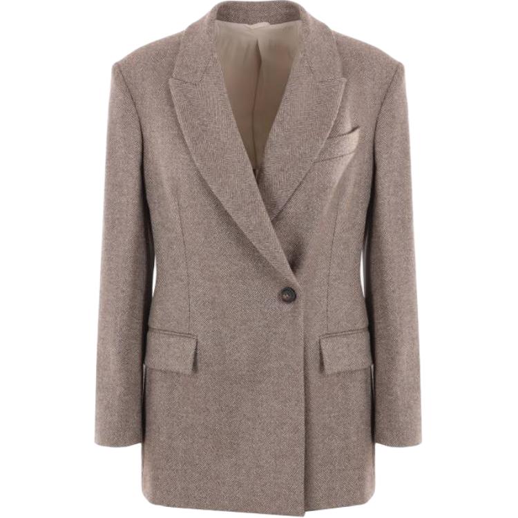 Order (W) Brunello Cucinelli 棕色素面V領長袖外套 MB1317163-C001