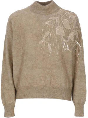 (Women) Brunello Cucinelli SS23 Embroidered Turtleneck Sweater Beige. MBP143704-CK074 Buy (Women) Brunello Cucinelli SS23 Embroidered Turtleneck Sweater Beige. MBP143704-CK074