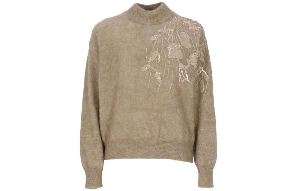 (Women) Brunello Cucinelli  SS23 Embroidered Turtleneck Sweater Beige. MBP143704-CK074 圖 2