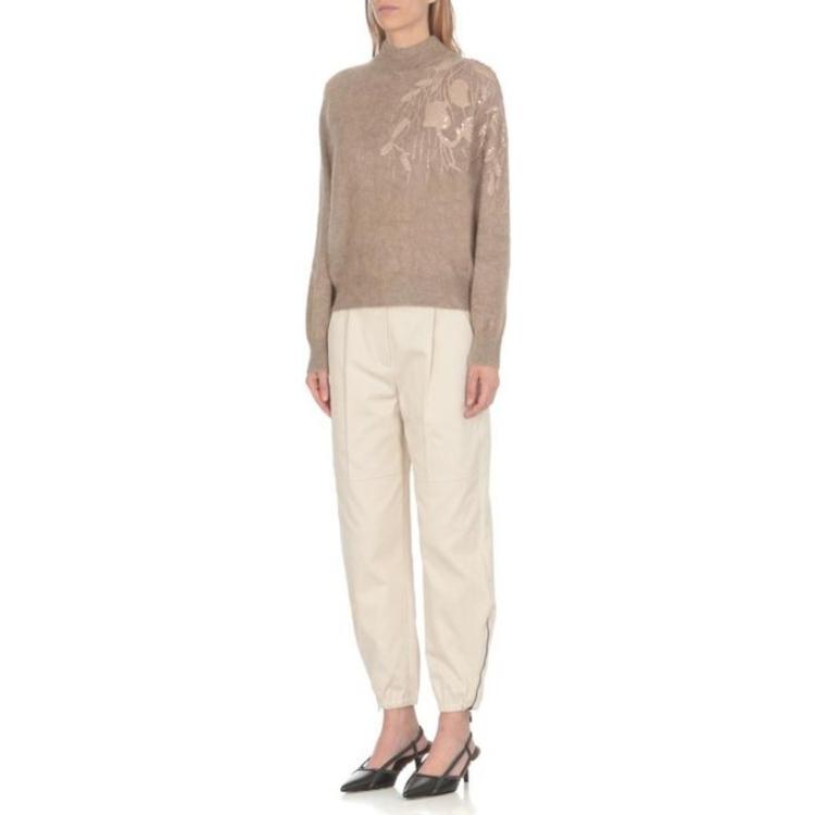(Women) Brunello Cucinelli  SS23 Embroidered Turtleneck Sweater Beige. MBP143704-CK074 圖 3