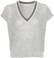 (Women) Brunello Cucinelli V-Neck Contrast Batwing Sleeve T-Shirt Grey. MCO555922-C1605 (Women) Brunello Cucinelli V-Neck Contrast Batwing Sleeve T-Shirt Grey. MCO555922-C1605