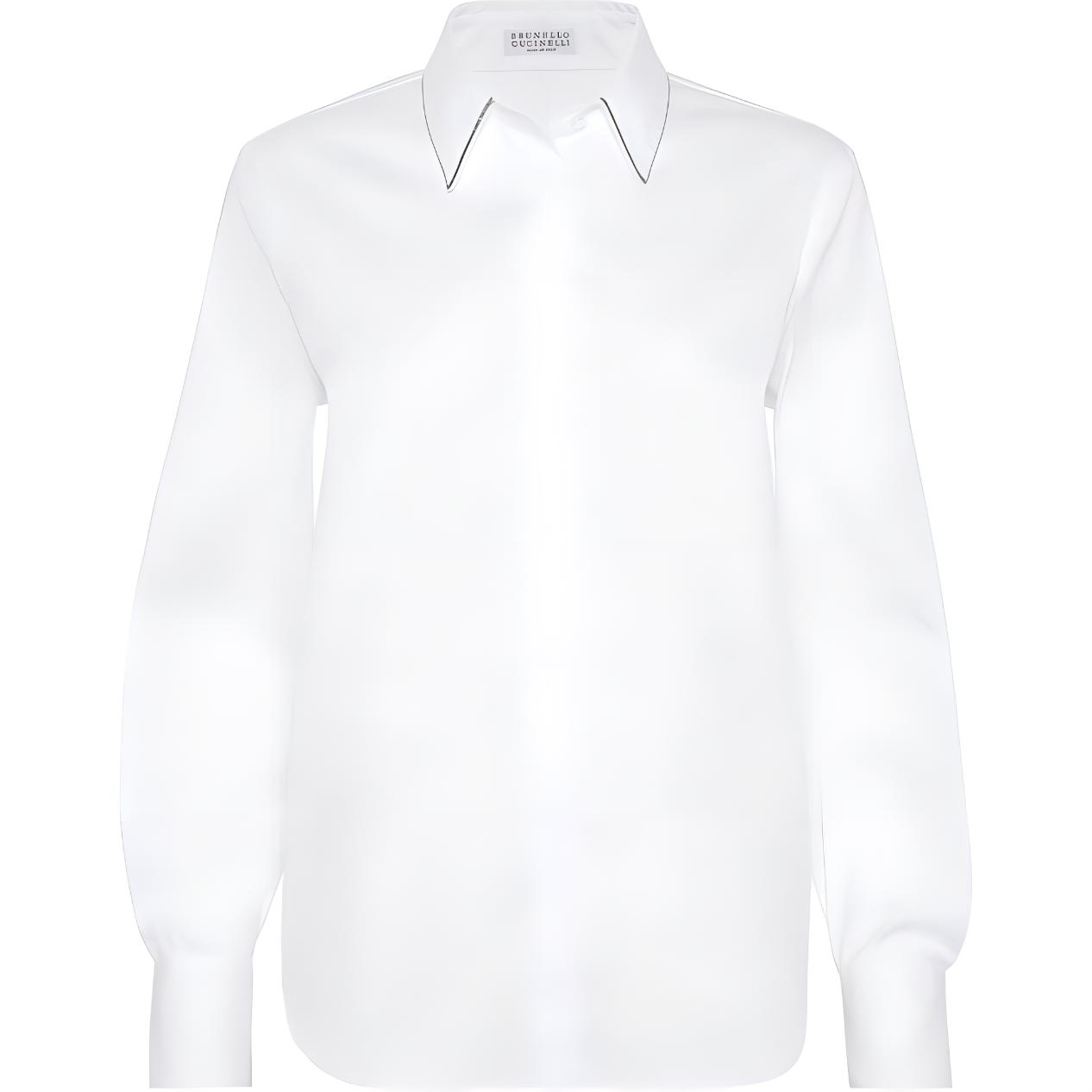 (Women) Brunello Cucinelli  White Embroidered Long Sleeve Shirt. M0091MA606-C159