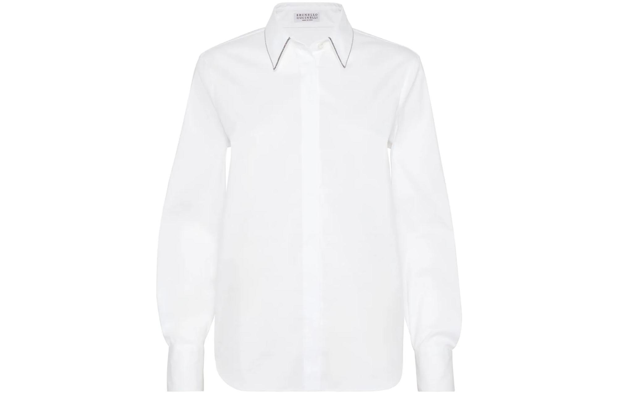 Order (W) Brunello Cucinelli 白色刺繡長袖襯衫 M0091MA606-C159