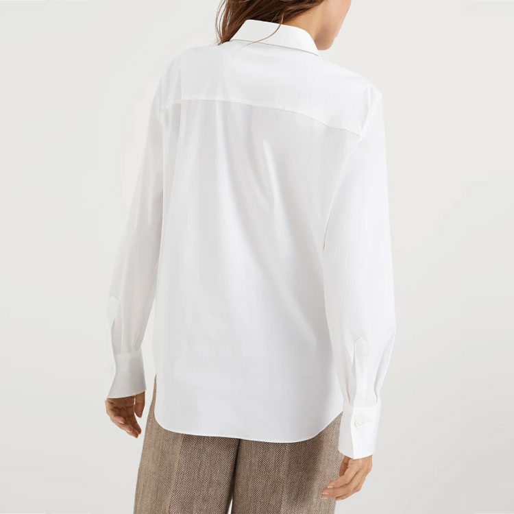 Shop (W) Brunello Cucinelli 白色刺繡長袖襯衫 M0091MA606-C159