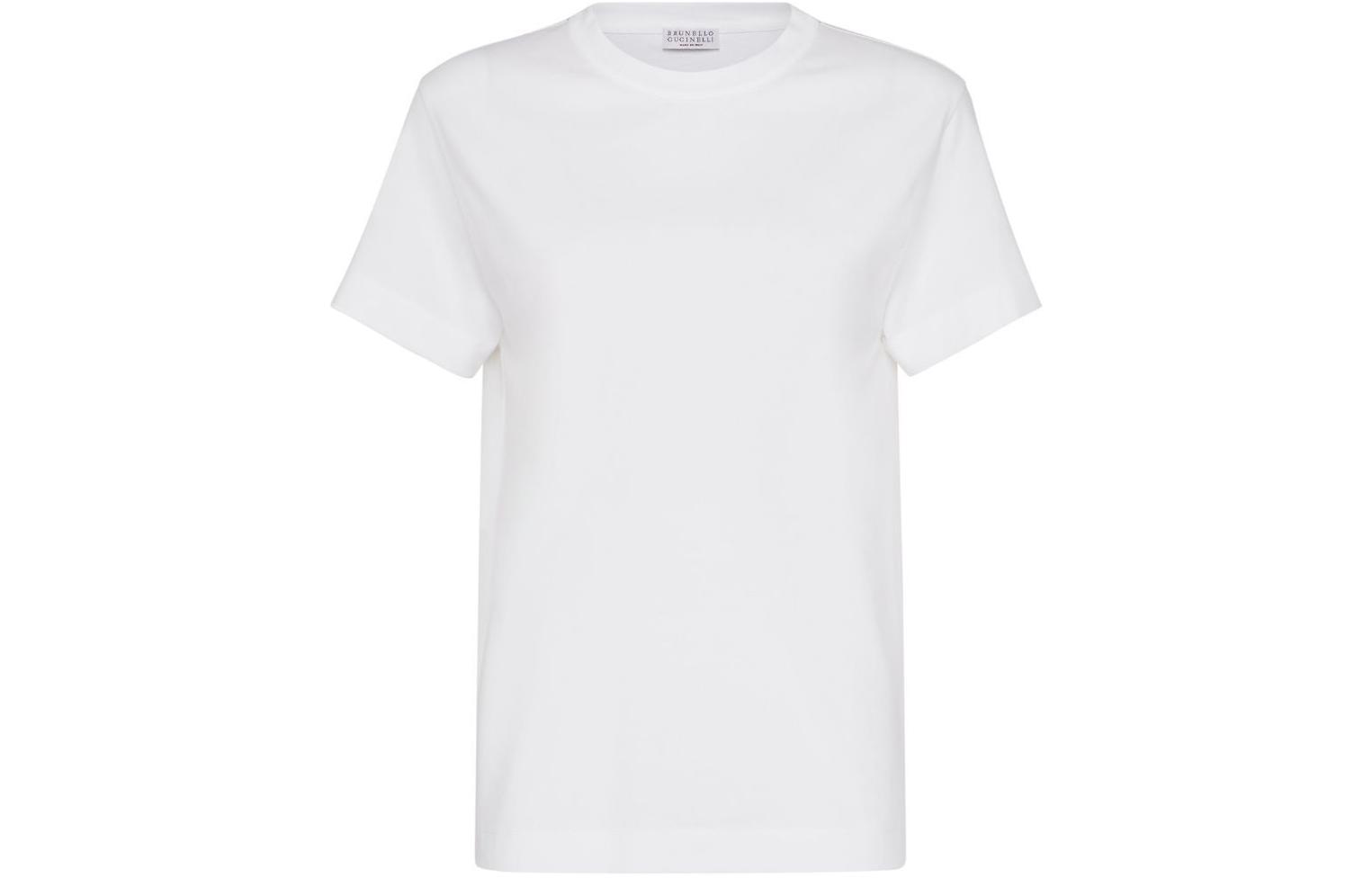 Order (W) 布內洛庫奇內利 白色素色圓領休閒T恤 SS24 M0T81BI100-C6159