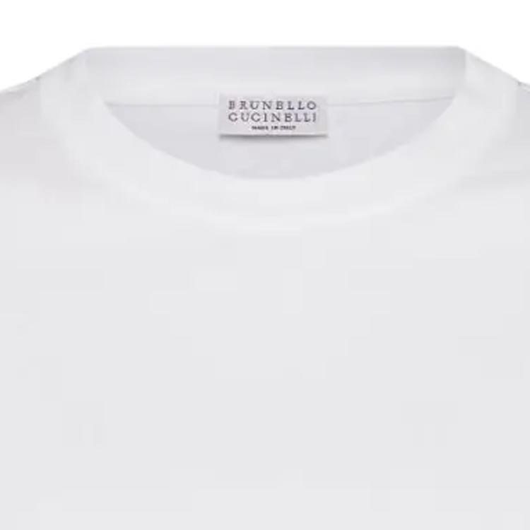 Sizing (W) 布內洛庫奇內利 白色素色圓領休閒T恤 SS24 M0T81BI100-C6159