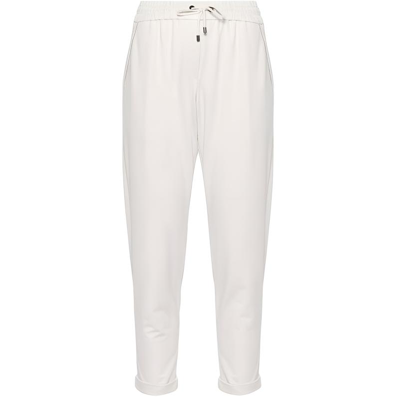 (Women) Brunello Cucinelli  White Solid Drawstring Loose-Fit Jogger Pants MH827SA399-C9443