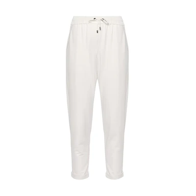 (Women) Brunello Cucinelli White Solid Drawstring Loose-Fit Jogger Pants MH827SA399-C9443
