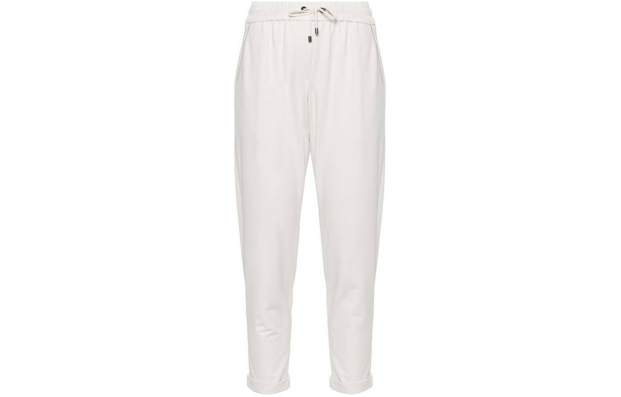 Order (W) Brunello Cucinelli 白色純色抽繩寬鬆版運動長褲 MH827SA399-C9443