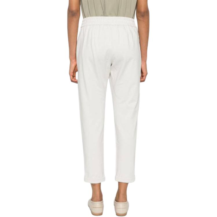 Shop (W) Brunello Cucinelli 白色純色抽繩寬鬆版運動長褲 MH827SA399-C9443