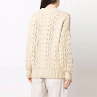 Shop (W) Brunello Cucinelli FW21 粗針織麻花高領毛衣 米色 M5D322100-C7956