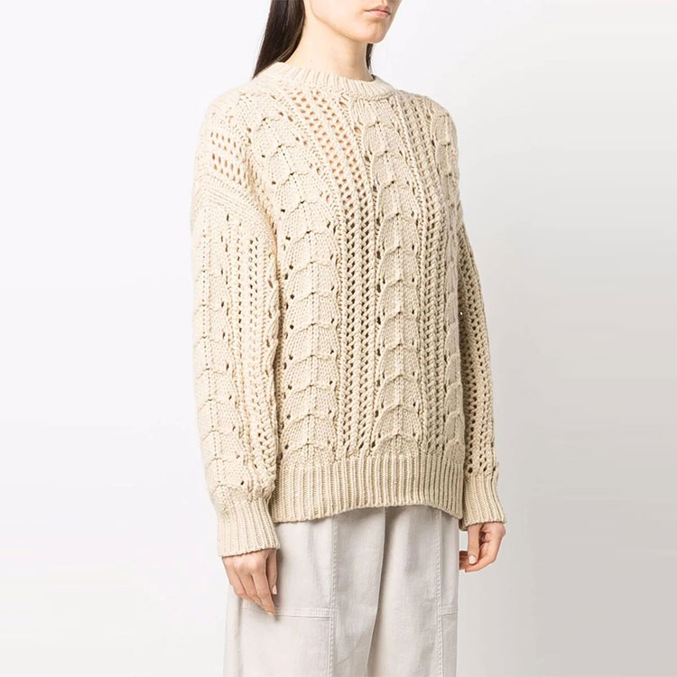 Purchase (W) Brunello Cucinelli FW21 粗針織麻花高領毛衣 米色 M5D322100-C7956
