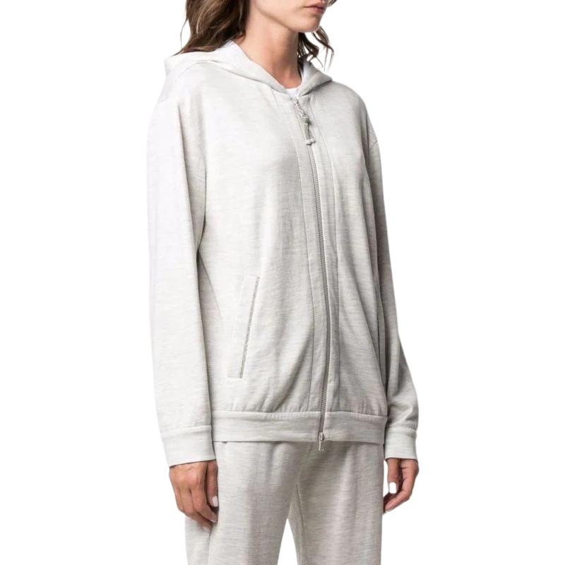 Purchase (W) Brunello Cucinelli FW21 淺灰色拉鍊連帽外套。 MD828SB806-C8176