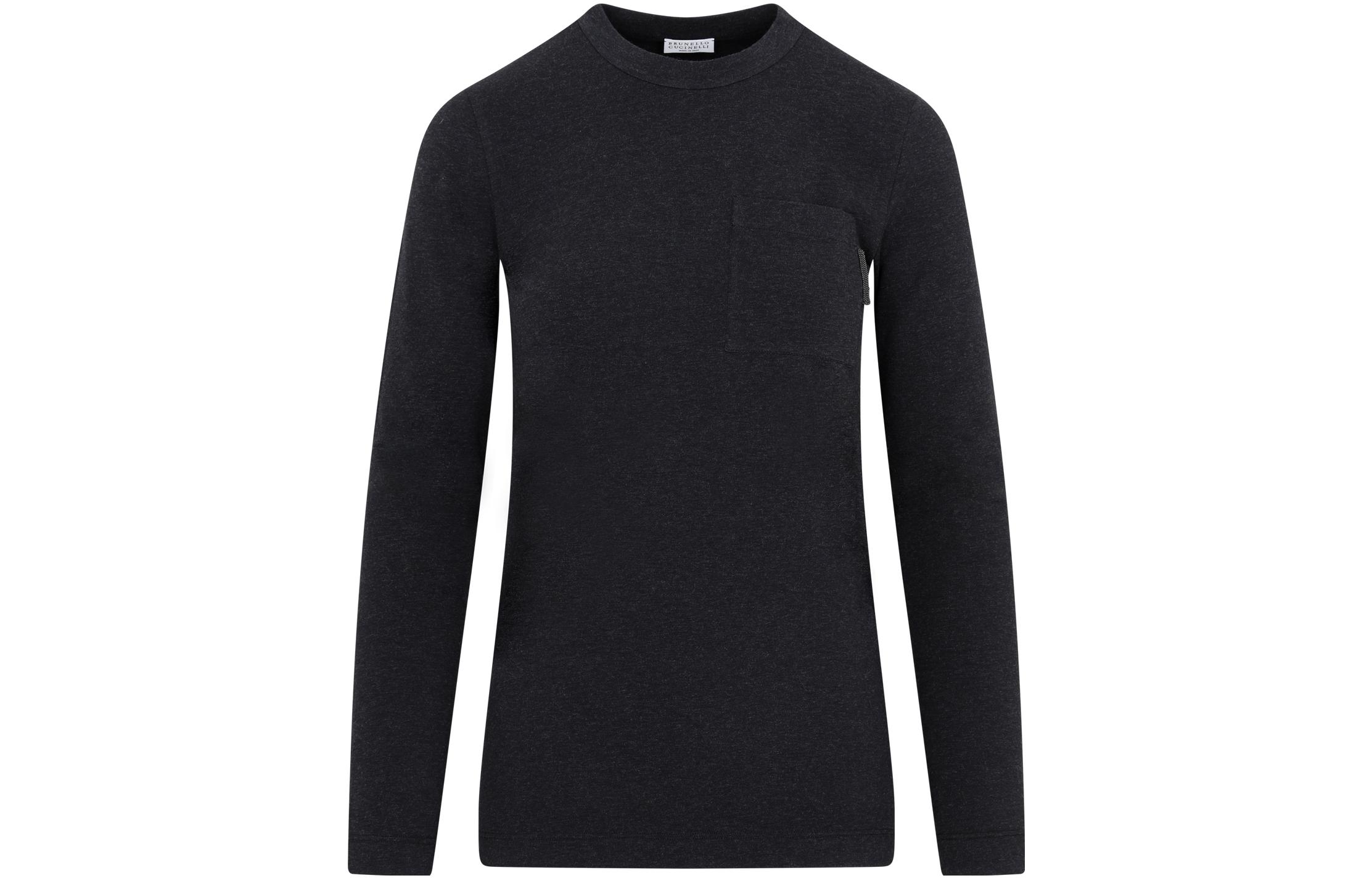 Order (W) Brunello Cucinelli FW22 黑色純色口袋圓領毛衣 MPT18BB310-C055