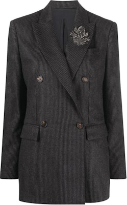 (W) Brunello Cucinelli FW22 灰色雙排扣西裝外套搭配花卉細節 MB0802224C001 Buy (W) Brunello Cucinelli FW22 灰色雙排扣西裝外套搭配花卉細節 MB0802224C001